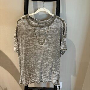 Free People Green V-Neck Cut Out T Shirt